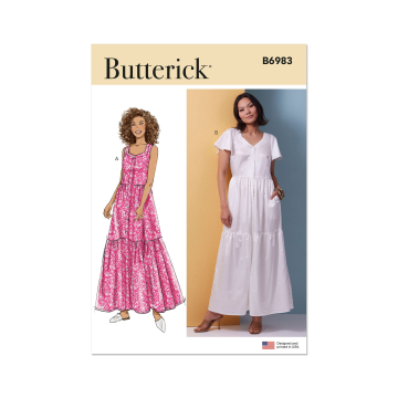 Patron Butterick 6983 robe femme, version papier, taille XS-XXL, en français