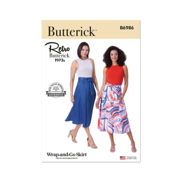 Patron Butterick 6986 jupe vintage femme, version papier, taille XS-L, en français