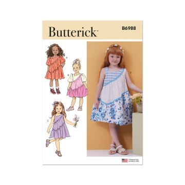 Patron Butterick 6988 robe enfant, version papier, taille 3-8, en français