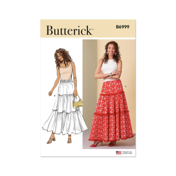Patron Butterick 6999 jupe à volants femme, version papier, taille 44-52, en français