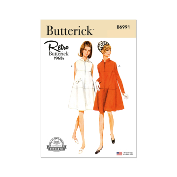 Patron Butterick 6991 robe femme vintage, version papier, taille 44-52, en français