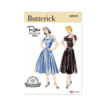 Patron Butterick retro 7019 robe vintage femme, version papier, taille 34-42, en français