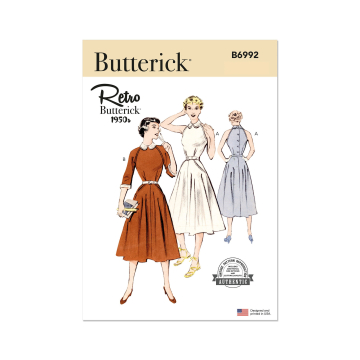 Patron Butterick 6992 robe femme vintage, version papier, taille 40-48, en français
