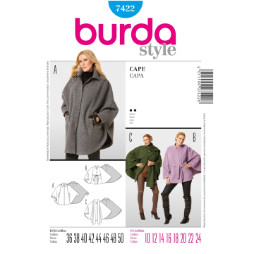 Patron Burda 7422 Cape, en français