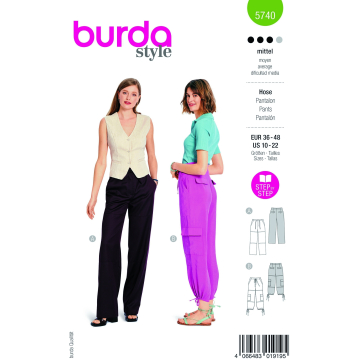 Naaipatroon broek Burda 5740, Nl/Dui/En/Fr