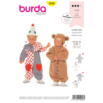 Patron Burda 4946 Clown and Bear, en français