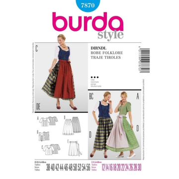 Paper Pattern Dirndl, Burda 7870, Dui/En/Fr