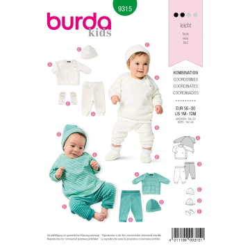 Patron Burda Kids 9315 Kit pour nouveaux-nés, en français