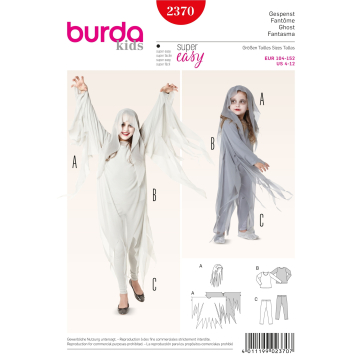 Patron Burda 2370 Déguisement Fantôme enfant, en français