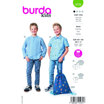 Patron Burda 9209 chemise enfant, version papier, en français