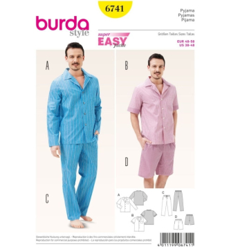 Patron Burda 6741 Pyjamas pour l´hommes, en français