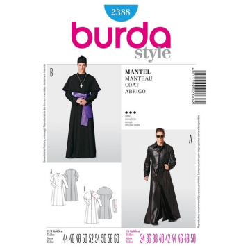 Patron Burda 2388 Déguisement Manteau Prêtre, en français