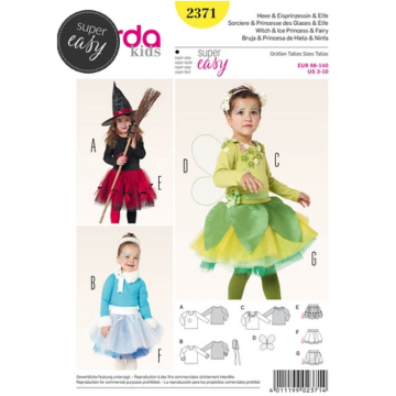 Naaipatroon Burda 2371, kinderkostuum: heks, ijsprinses & elf, Dui/En/Fr/Nl