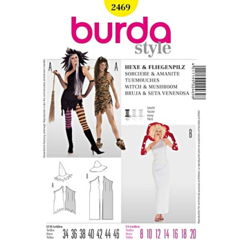 Patron Burda 2469 Déguisement Sorcière & Amanite Tuemouches, en français
