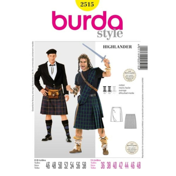 Patron Burda 2515 Déguisement Ecossais & Highlander Homme, en français