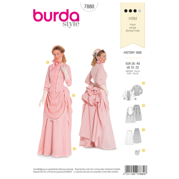 Patron Burda 7880 Robe historique, en français