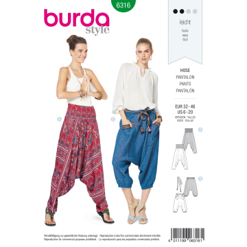 Naaipatroon broek, Burda 6316, Dui/En/Fr