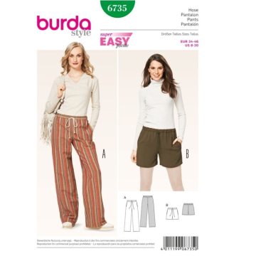 Naaipatron Broek, Burda 6735, Dui/En/Fr