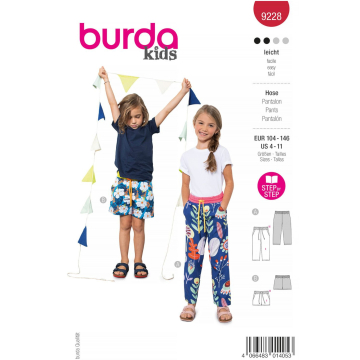 Patron Burda 9228 pantalon / short enfant, version papier, en français