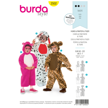 Sewing pattern Dog, Panther and Tiger, Burda 2502, Dui/En/Fr