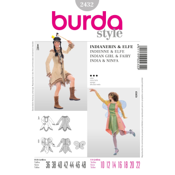 Sewing pattern Burda 2432, costume: Indian woman & fairy, En/Ger/Fr