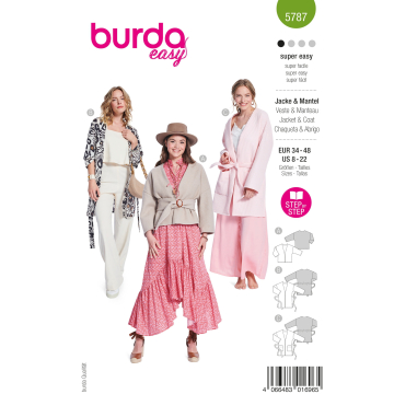 Patron Burda 5787 veste / manteau femme, version papier, en français