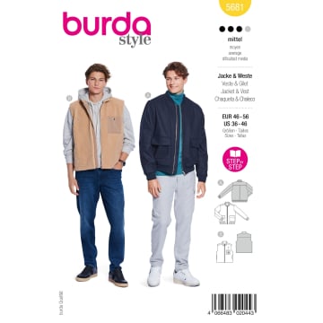 Naaipatroon Burda 5681 Jas en Vest, Nl/Dui/En/Fr