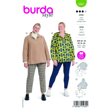 Naaipatroon jas, Burda 5881, Nl/Dui/En/Fr