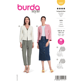 Naaipatroon jas, Burda 5897, Nl/Dui/En/Fr