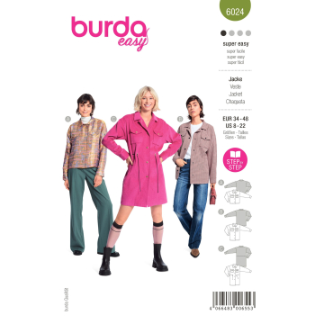 Patron Burda 6024 veste femme, taille 34-48, en français