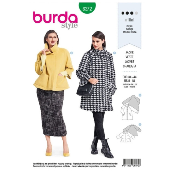 Sewing pattern jacket, Burda 6372, En/Ger/Fr