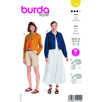 Sewing pattern Jacket, Burda 5749, En/Ger/Fr