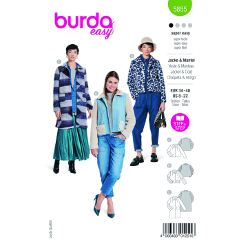 Patron Burda 5855 veste et manteau femme, taille 34-44, en français