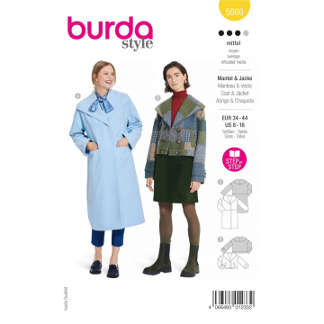 Naaipatroon jas en mantel, Burda 5860, Dui/En/Fr