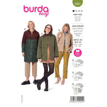 Patron Burda 5941 veste et manteau femme, taille 34-48, en français