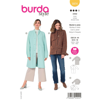 Naaipatroon jas en mantel, Burda 5974, Dui/En/Fr
