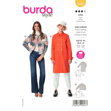 Patron Burda 5992 veste et manteau femme, taille 34-44, en français
