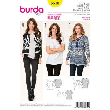 Patron Burda 6610 Veste et shirt, en français
