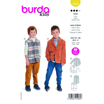 Naaipatroon jas en vest, Burda Kids 9234, Nl/Dui/En/Fr