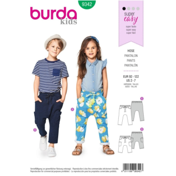 Patron Burda 9342 Pantalons de jogging, en français