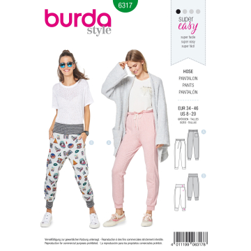 Patron Burda 6317 Pantalon de jogging, en français