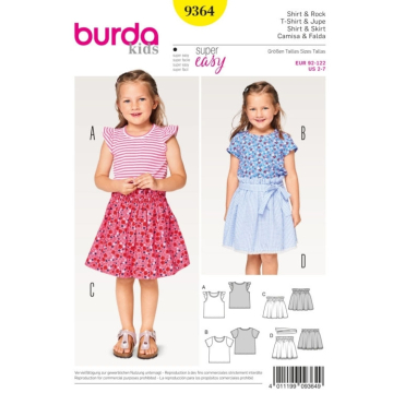 Naaipatroon kinderen, Burda 9364, Dui/En/Fr