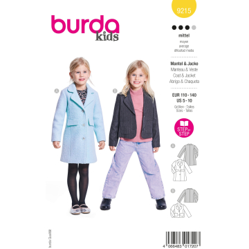 Pattern Coat & Jacket Kids Burda 9215, En/Ger/Fr