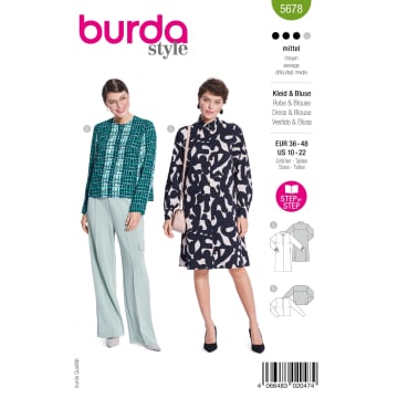 Naaipatroon Jurk en Blouse, Burda 5678, Nl/Dui/En/Fr