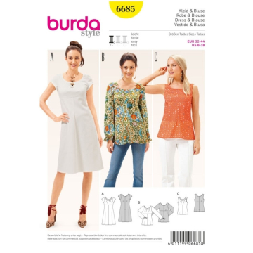 Schnittmuster Kleid & Bluse, Burda 6685