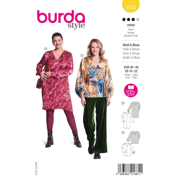 Naaipatroon Jurk & Blouse Dames Burda 5783, Nl/Dui/En/Fr