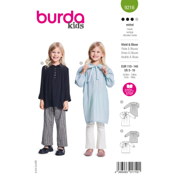 Pattern Dress & Blouse Girls, Burda 9216, GB/DE/FR