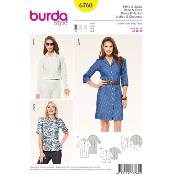 Patron Burda 6760 Robe & Veste, en français