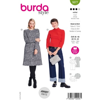 Naaipatroon Jurk en Shirt, Burda 5677, Nl/Dui/En/Fr