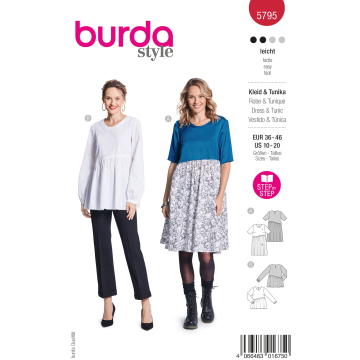 Patron Burda 5795 robe / tunique femme, version papier, en français